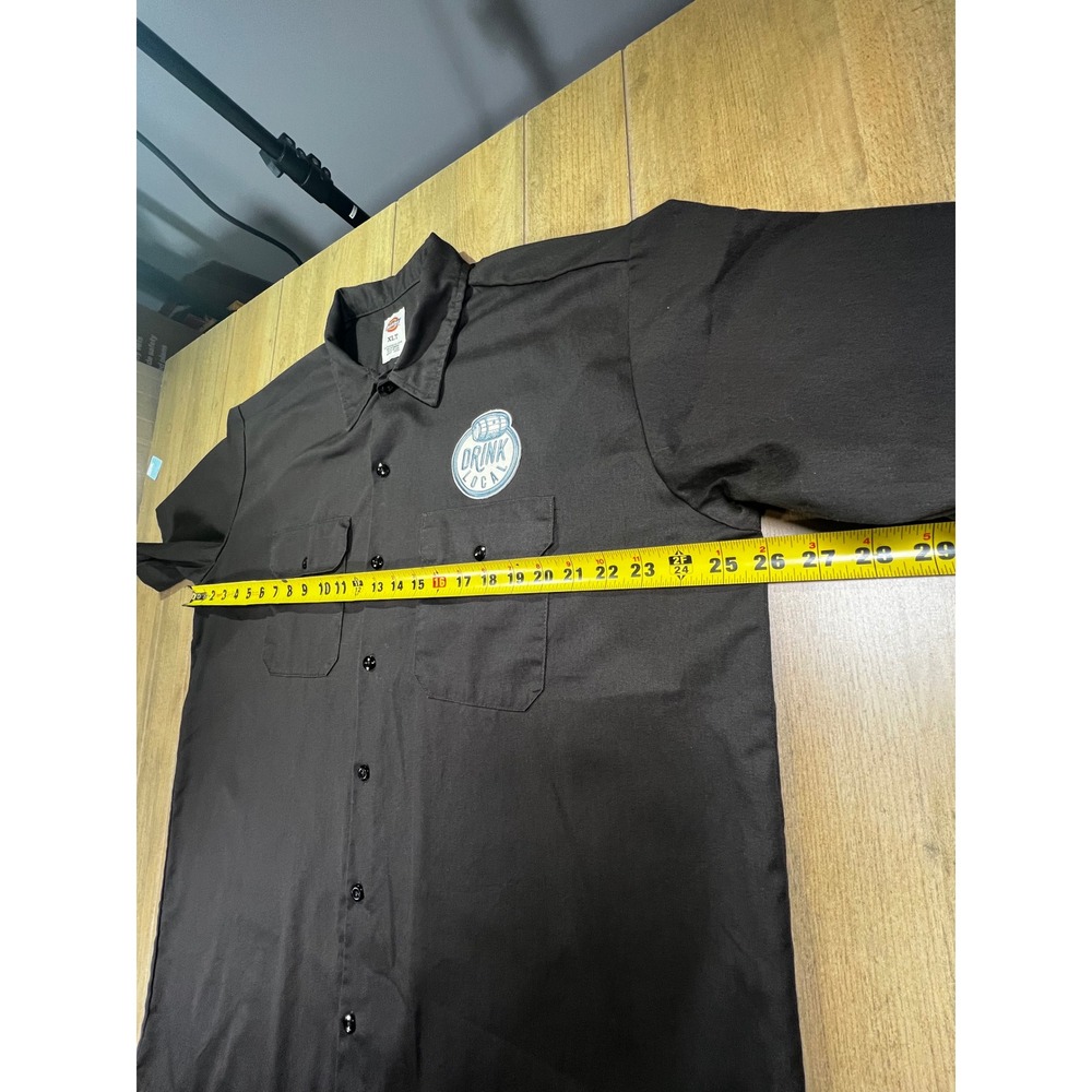 Dickies XLT Black Short Sleeve Work Shirt Drink Local Barrel Patch Mens - Picture 7 of 7